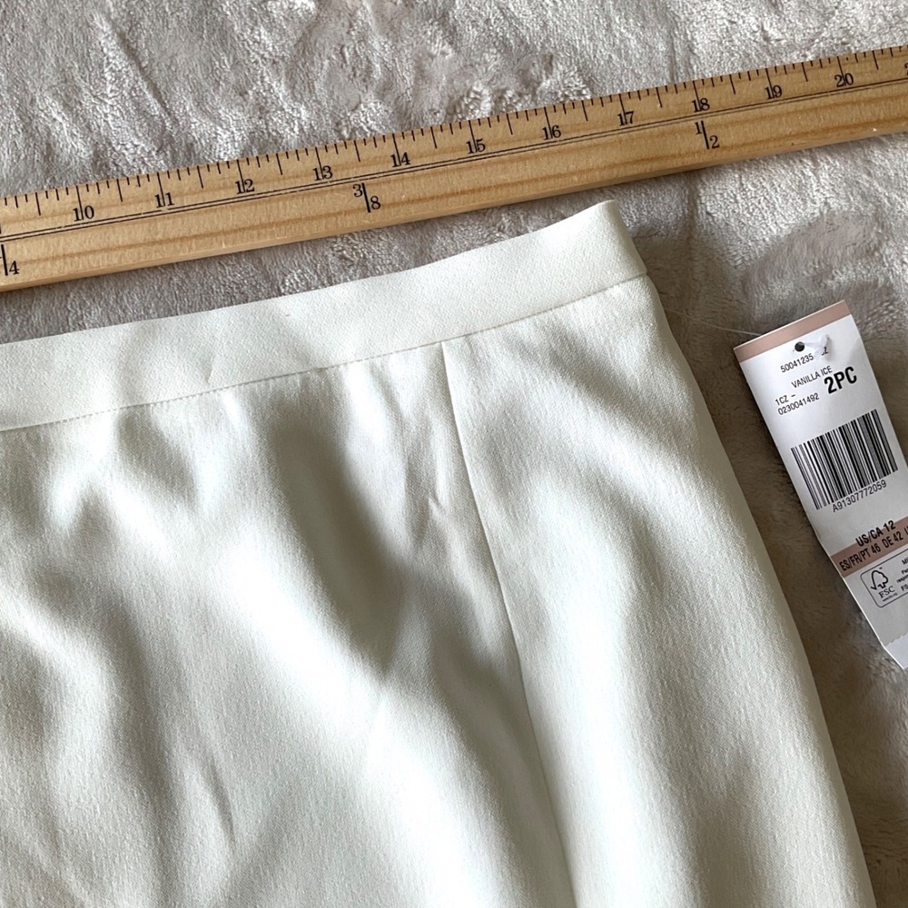 Le Suit Womens Belted 3/4 Sleeve Jacket Maxi Skirt Suit Vanilla Ice 12 NEW* - Picture 13 of 15